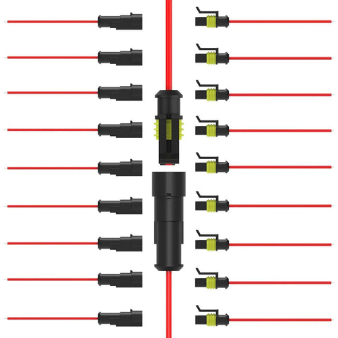 Top Tier Edinstry Weather Pack Connectors 1 Pin Waterproof Automotive Kit, IP68 Rated 16AWG Male Female Terminals For Car Truck Boat Garage Wiring Projects That Rock, black and yellow sealed connector wires
