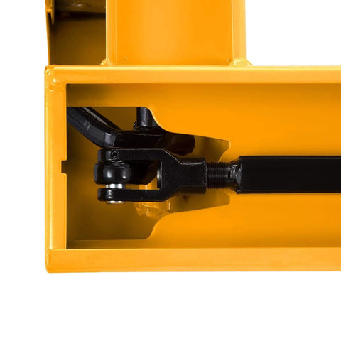 Close-up of the hydraulic system of Beefy Heavy Duty Manual Pallet Jack With 7700 Lb Capacity And 48 Inch Long By 27 Inch Wide Forks