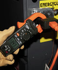 Line Splitter For Clamp Meters Measure Up To 15A Current Without Splitting The Load, 10X Measurement Mode in use with clamp meter