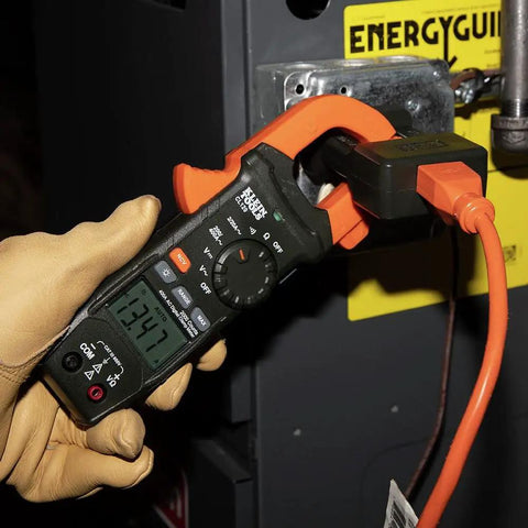 Line Splitter For Clamp Meters Measure Up To 15A Current Without Splitting The Load, 10X Measurement Mode in use with clamp meter
