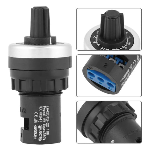 Two Pack Panel Mount 10K Potentiometer For VSD And VFD Rotary Variable Frequency Drive with rugged plastic housing