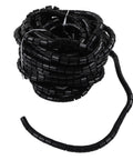 Heavy Duty Wire Protector Sleeves To Crush Fraying And Tangles Black Braided Cable Management Tube rolled up, 32mm wide.