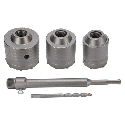 Durable Hole Saw Kit For Concrete Drilling With Tungsten Steel Blades 55mm 65mm 75mm Set For Hollow Brick And Cement Wall Projects Built To Last Rust Resistant Drill Bit Set For Construction Built For Pros And DIYers, 3 sizes