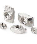Awesome 10 To 100 Pcs M3 M4 M5 T-Slot T-Nuts for Sliding Aluminum Profile, showcasing various sizes of durable metal nuts.