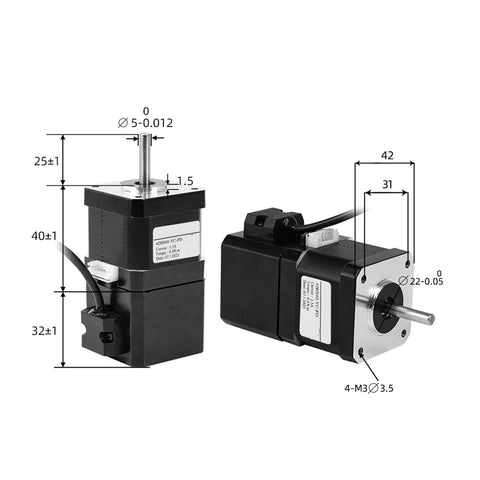 Stepper motors, 2 pcs, NEMA 23, 2-phase, 42HS40-YC-PD, 4-lead for CNC/3D printer