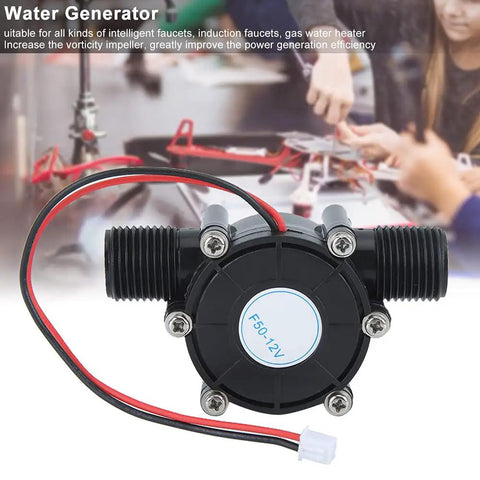 Micro Hydroelectric Water Generator 12V 10W Turbine for LEDs Radios Smart Faucets and More, close-up view of design