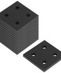 12 Pack Tough As Nails 1010 Series T Slot Aluminum Joining Plates For 1X1 Extrusion Builds, shown stacked, black finish, four holes for assembly.