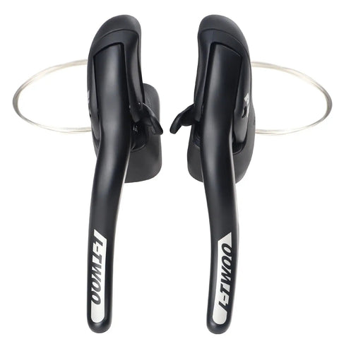 Road Bike Shift Lever 2x7 Speed Shifter With Brake Levers for Crisp Gear Changes, ergonomic aluminum handles, top view
