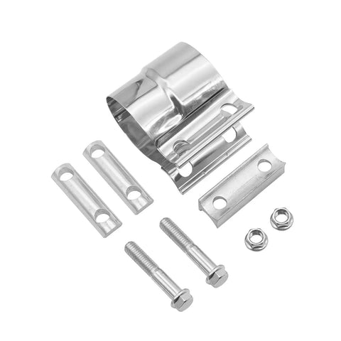 Lap Joint Exhaust Clamp 3 Inch 304 Stainless Steel Band Clamp For 3 Inch OD To 3 Inch ID Pipe Connection With M10 Flange Bolts Gasket And 75mm Wide Band