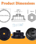 Product dimensions of Heavy Duty 64Mm Oil Filter Wrench Socket Tool For Toyota Lexus with 14 flutes and 3/8 inch drive.