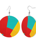 Lowkey Fresh Irregular Grid Pattern Dangle Earrings For Women Crafted From Smooth Pvc Leather Featuring Ultra Lightweight Silver Plated Hooks Comfortable For Sensitive Ears Daily Streetwear Vibe Essential Gear in colorful round design