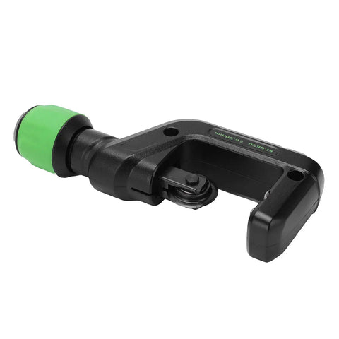 Black adjusting knob on precision manual pipe cutter with six roller bearings for 6 to 50mm pipes, aluminum alloy body, green grip.