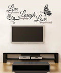 Live Love Laugh Set Of 3 Motivational Wall Stickers For Family Decor Black 18x39 Inch Peel And Stick Easy To Apply Inspirational Quotes Art Set