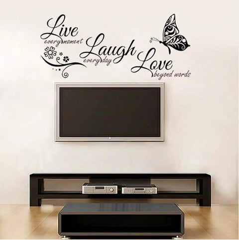 Live Love Laugh Set Of 3 Motivational Wall Stickers For Family Decor Black 18x39 Inch Peel And Stick Easy To Apply Inspirational Quotes Art Set