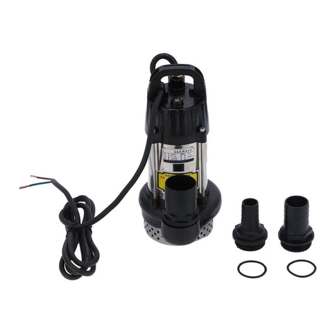 Stallion Grade Stainless Steel Brushless Submersible Pump 24V 440W with hose fittings for agricultural use.