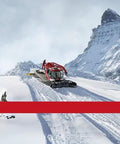 Snowy mountain scene with snow groomer and PB Swiss Tools screwdriver set displayed in the foreground.
