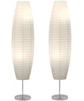 Set Of 2 59 Inch Tall Rice Paper Floor Lamps With On Off Footswitch Boho Chic Minimalist Standing Lamps For Living Room And Bedroom Decor