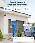 Outdoor 4MP WiFi Security Camera With Night Vision And IP66 Weatherproof Build focuses on driveway with person and vehicle detection
