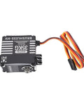 Hella Smooth 35Kg Aluminum Alloy RC Servo Featuring Kickass Metal Gears, top view with wires, for rock crawling and trail running.