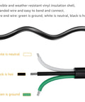 Close-up of 9.8ft 12 Gauge Heavy Duty Replacement Power Cord For Tools And Home Gear 3 Prong 12 AWG 3 Conductor Black Pigtail Cable