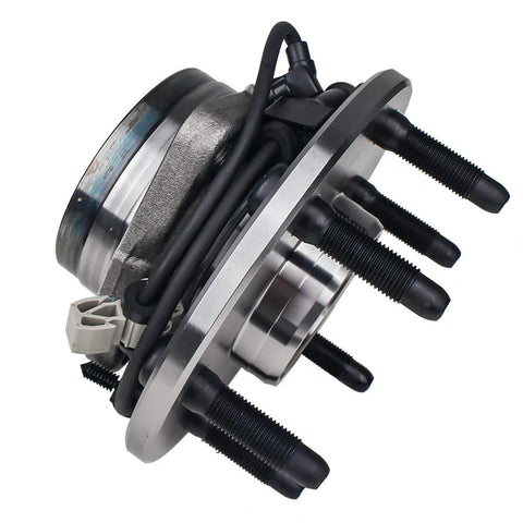 2 Pack Front Wheel Hub Bearing Assembly For 4WD AWD Vehicles ABS Compatible With Cadillac Escalade Chevy Avalanche Express Silverado Tahoe Suburban GMC Savana Yukon Sierra Beefy Heavy Duty Drop In Ready shown in close-up angle
