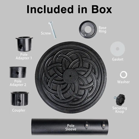 Heavy Duty 48 Pound Outdoor Umbrella Base With Stainless Steel Tube And Square Resin Stand parts included