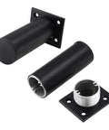 Set Of 4 4 Inch Adjustable Aluminum Furniture Legs With Screws; black, round feet for cabinets, tables, shelves; easy mount, stable support