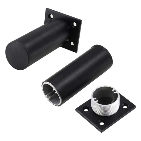 Set Of 4 4 Inch Adjustable Aluminum Furniture Legs With Screws; black, round feet for cabinets, tables, shelves; easy mount, stable support