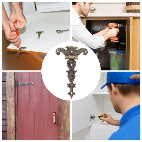 Rock Solid Heavy Duty Door Hinges For Cabinets And Furniture Badass Retro Alloy Finish installed on wooden surfaces by professionals.