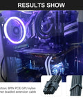 Rock Solid Build Nylon Braided Pci Gpu Extension Cable 30Cm Black inside a desktop PC with glowing components.