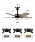 Neojoyoenix 42" 5PCS Plywood Blades Ceiling Fan with Lights Remote Control,Quiet DC Motor 6 Speed Levels, Reversible, for Indoor use.