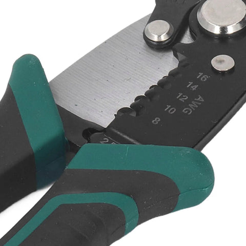 Close-up of Heavy Duty 8 Inch Wire Stripper And Crimping Tool For Electricians And DIY Tech Pros with non-slip grip
