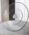 Game Changer Heavy Duty Lazy Susan For Large Round Dining Table With Thick Tempered Glass And Slick Rotating Turntable Tray on marble surface.