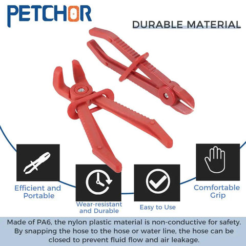 6 Piece Hose Clamp Pliers Set With Flexible Pinch Off Pliers Straight Jaw And 90 Degree Angled Pliers For Flexible Hoses Fuel Lines Gas Lines Brake Hoses Radiator Hoses Non Conductive Nylon PA6 Safety Tool Kit, close-up view