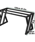 Rock Solid Heavy Duty Industrial Steel Table Legs For Diy Dining Desk And Coffee Table With Hella Sturdy Fully Welded Pro Grade Frame And Rust Proof Finish dimensions measuring 120cm x 72cm x 60cm