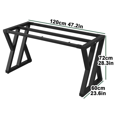 Rock Solid Heavy Duty Industrial Steel Table Legs For Diy Dining Desk And Coffee Table With Hella Sturdy Fully Welded Pro Grade Frame And Rust Proof Finish dimensions measuring 120cm x 72cm x 60cm