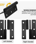 Dead Simple Black Lift Off Cabinet Hinges Left Handed 2.5 Inch Size shown with right handed hinge comparison.
