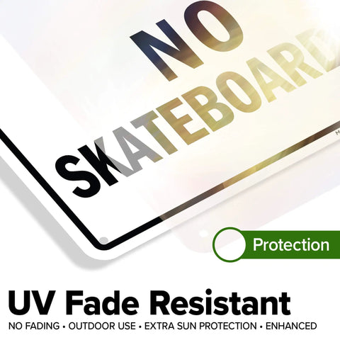 Close-up of No Skateboarding Sign 10x14 Inches Built From Rust Free Aluminum Weatherproof Fade Resistant Outdoor Sign