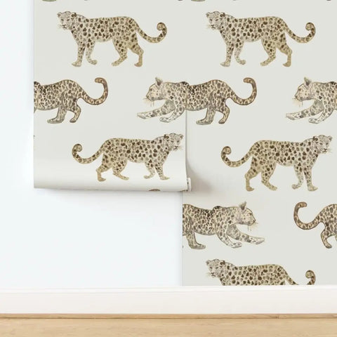 Heavy Duty Leopard Print Wallpaper With A Classic Matte Linen Texture Designed For Busy Kitchens And Bathrooms Because This Stuff Really Hits Different And Holds Up Forever, showing beige leopard pattern.