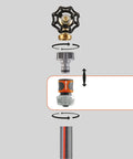 5/8 Inch Faucet End Hose Repair Quick Connector With Water Stop For Garden Hoses Between Tap And Hose Fittings 3/4 Inch Compatible Watertight Hose Repair Adapter Easy No Sweat Tap To Hose End Fix showing installation process