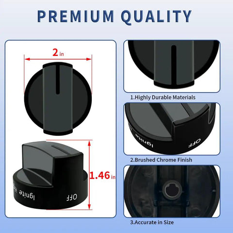 4 Pack Black Gas Range Knob Replacement For Whirlpool And Maytag Ranges Stoves And Ovens W10339442 WPW10339442 PS3507188