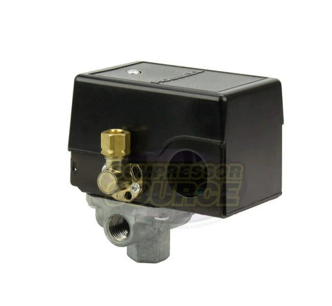 Four Port 95-125 Psi Air Compressor Pressure Switch With Unloader Valve And Manual On Off Lever, 1/4 Inch Compression Connection