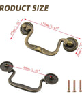 Antique Bronze Cabinet Pulls Set Of 4 With 3.5 Inch Center Hole 88mm Vintage Dresser Handles product size diagram with screws shown
