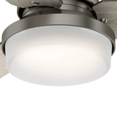 Close-up of Dope 44 Inch Indoor Ceiling Fan With LED Light And Remote Control, brushed slate finish with three blades