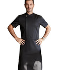 Kickass Black Men Chef Coat With Dope Breathable Mesh Short Sleeve Lightweight Jacket For Kitchen And Bakery Uniform front view