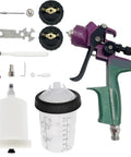 Kick-Butt 1.4mm Air Spray Gun With 1.8mm Nozzle Kit, 400cc mixing cup, and tools for varnishes, primers, and paints.