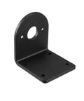 uxcell L-shaped mounting bracket, alloy steel, black finish, for 540/545/550/555 motor (front view).