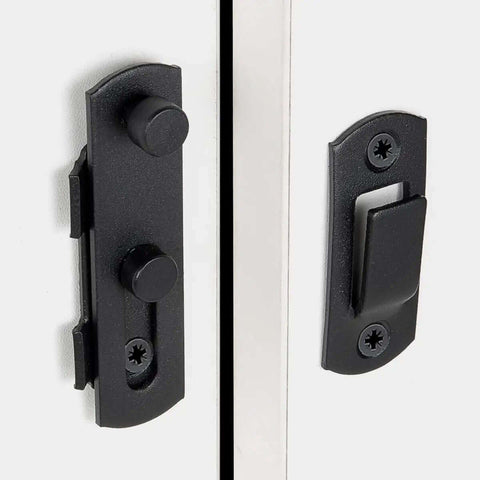 2 Pack Matte Black Stainless Steel Barn Door Latches for Sliding Doors Bi Fold Gates Cabinets and Closets Built to Last Rust Resistant Locking Hardware