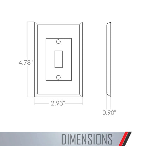 Masque 2000 Mid Size White 1-Gang Decorator Toggle Wall Plate dimensions illustration showing 4.78x2.93 inches