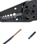 Close-up of 7 In 1 Wire Stripper And Cable Cutting Tool For Stranded Solid NM And UF Wire Pro Grade Electrician Hand Tool